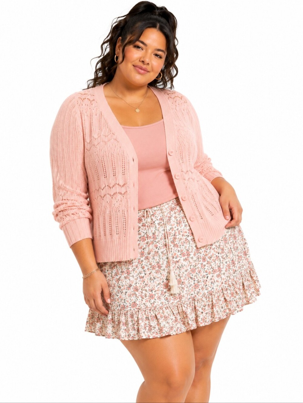 TORRID 4X Pointelle Impatient Pink color V- Neck Cardigan Sweater button -up - Picture 6 of 15